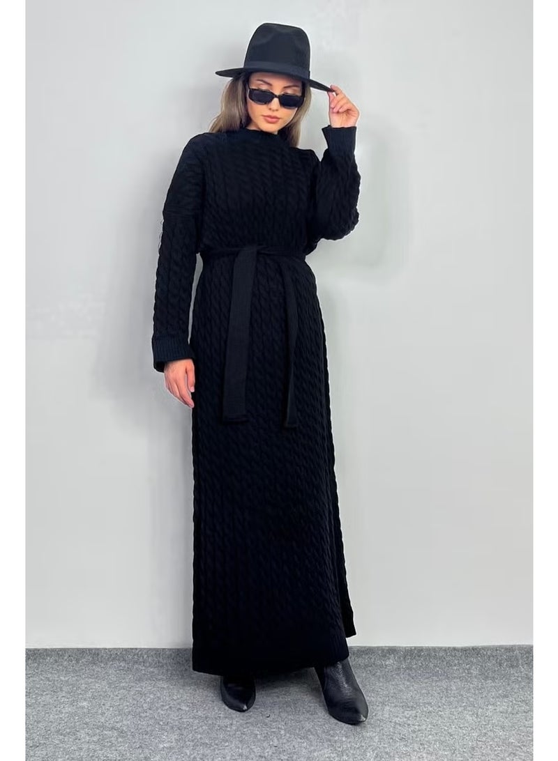 Ritnice Women's Ashley Black Hair Braided Knitwear Long Dress - Image 4